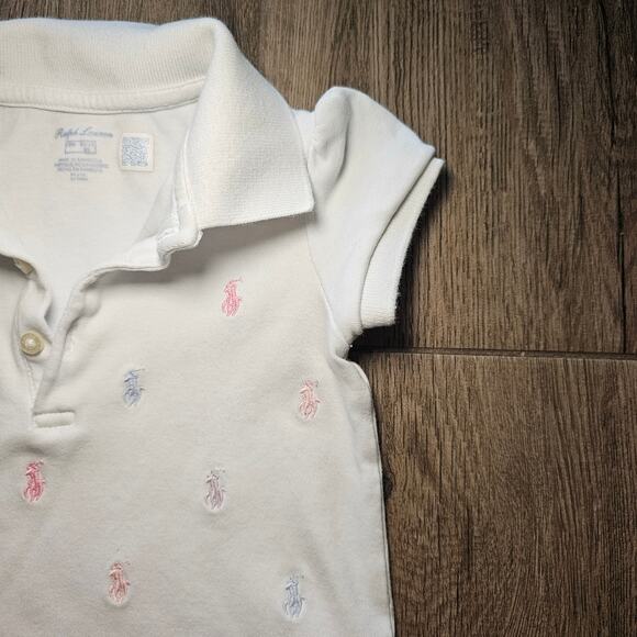 Baby RALPH LAUREN Embroidered White Pastel Pony Ruffled Dress Top 18M - Picture 6 of 10